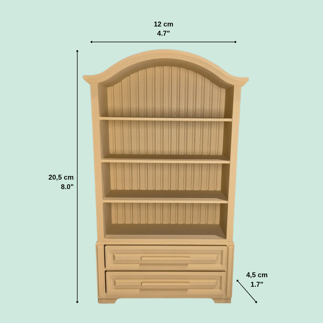 Mini boekenkast antiek met lades - Colorfox