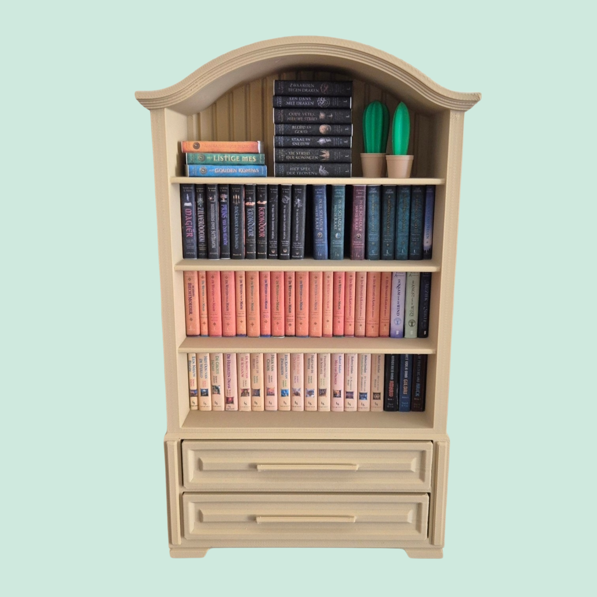 Mini boekenkast antiek met lades - Colorfox
