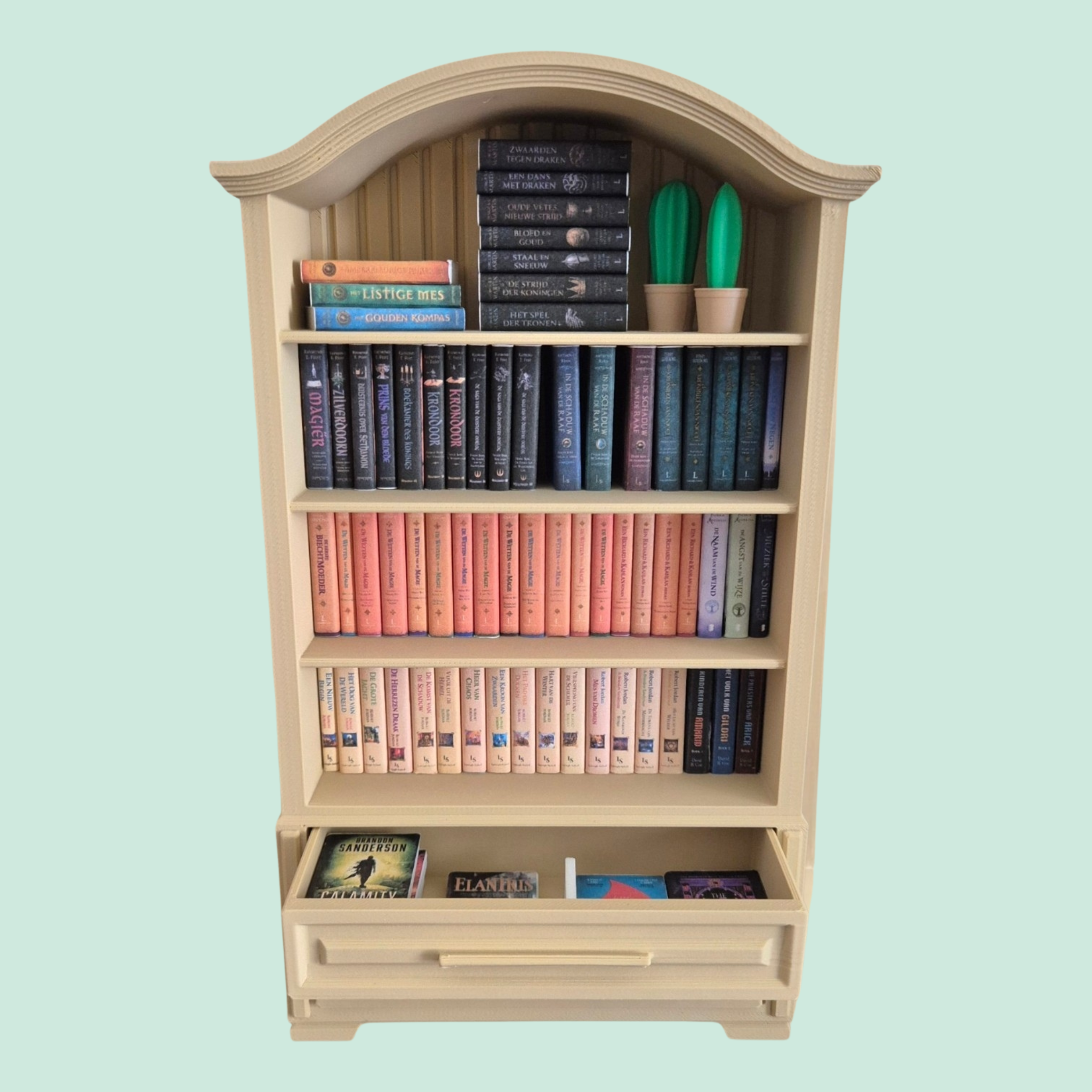 Mini boekenkast antiek met lades - Colorfox