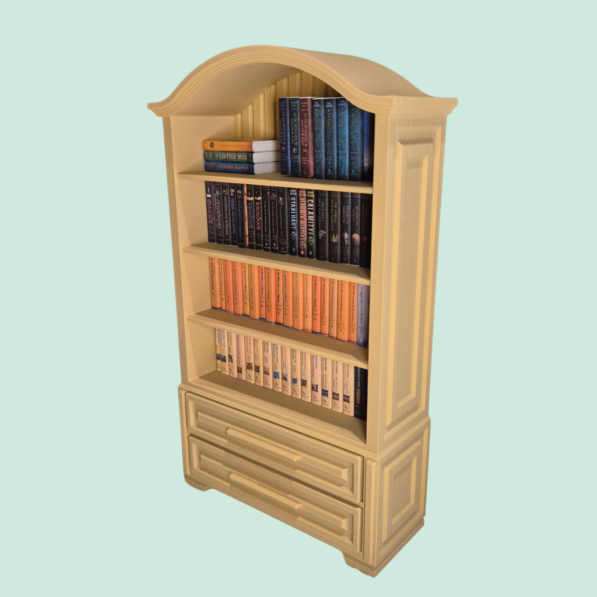 Mini boekenkast antiek met lades - Colorfox