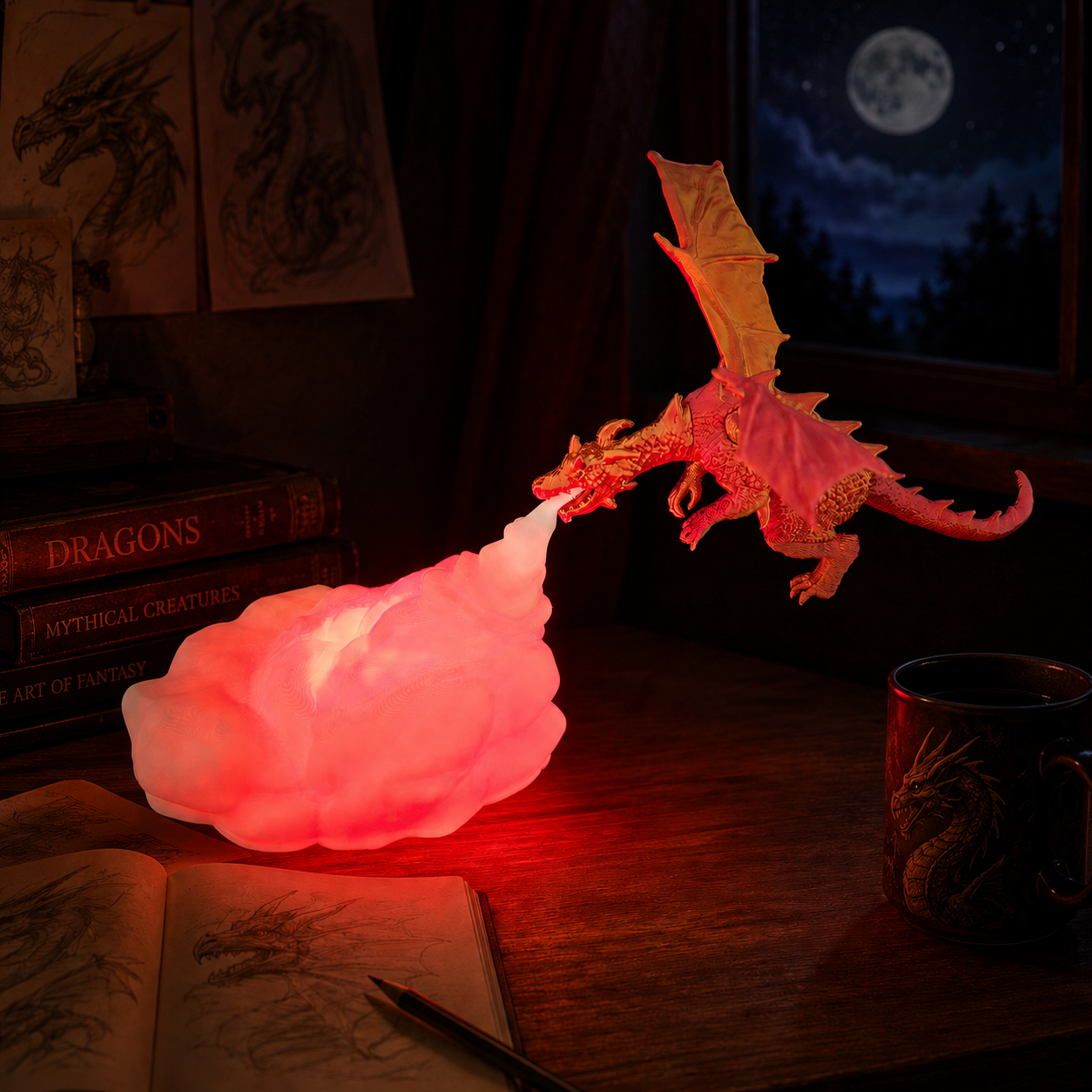 Dragon Breath Lamp (rood-goud) - Colorfox